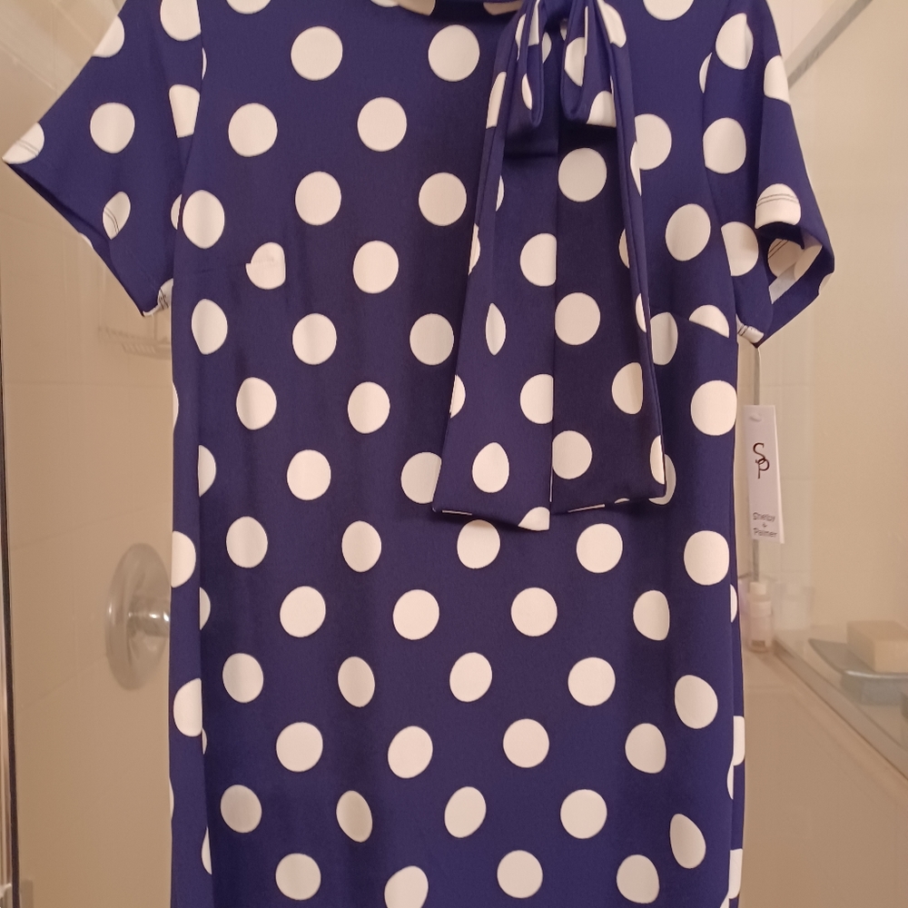 Shelby and Palmer Polka-dot Navy Blue Dress